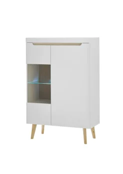 Vitrine SVANTE TORGE 90 x 134 cm Weiß matt/Braun