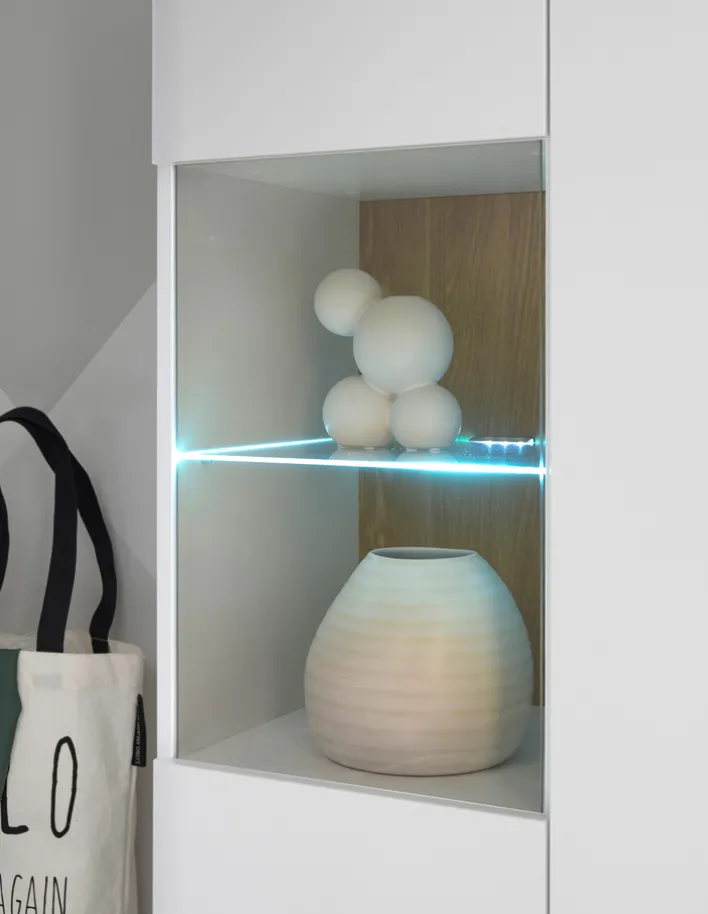 Vitrine SVANTE TORGE 90 x 134 cm Weiß matt/Braun