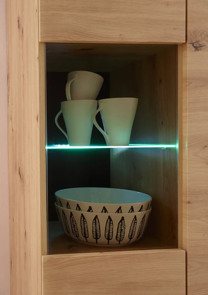 Vitrine TORGE 53 x 197 cm Eiche Artisan Dekor