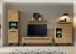 Vitrine TORGE 53 x 197 cm Eiche Artisan Dekor