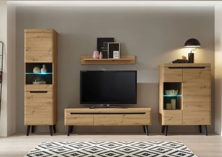 Vitrine TORGE 53 x 197 cm Eiche Artisan Dekor