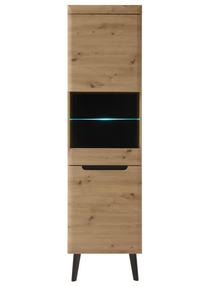 Vitrine TORGE 53 x 197 cm Eiche Artisan Dekor