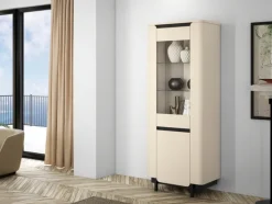 Vitrine VODOL 75,6x196,3 cm Sand/Schwarz