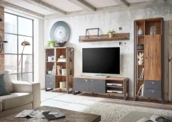 Vitrinenschrank DETROIT 90 x 140 cm braun/anthrazit