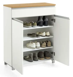 VOSS Schuhkommode SALEA Lack 84 x 108 cm weiß/ Balkeneiche