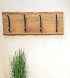 Wandgarderobe 90 x 36 cm Akazie Massivholz/schwarz