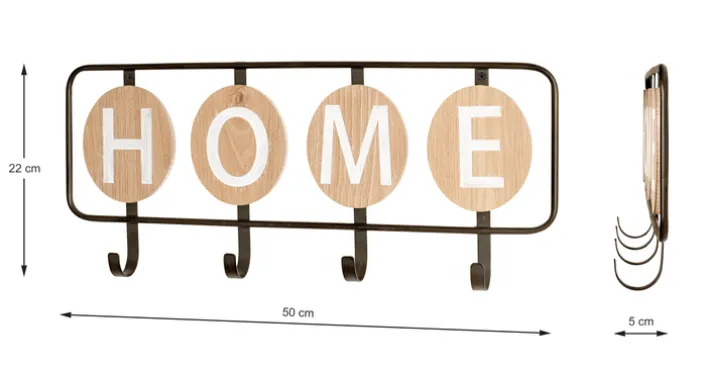 Wandgarderobe 50 x 22 cm braun/schwarz