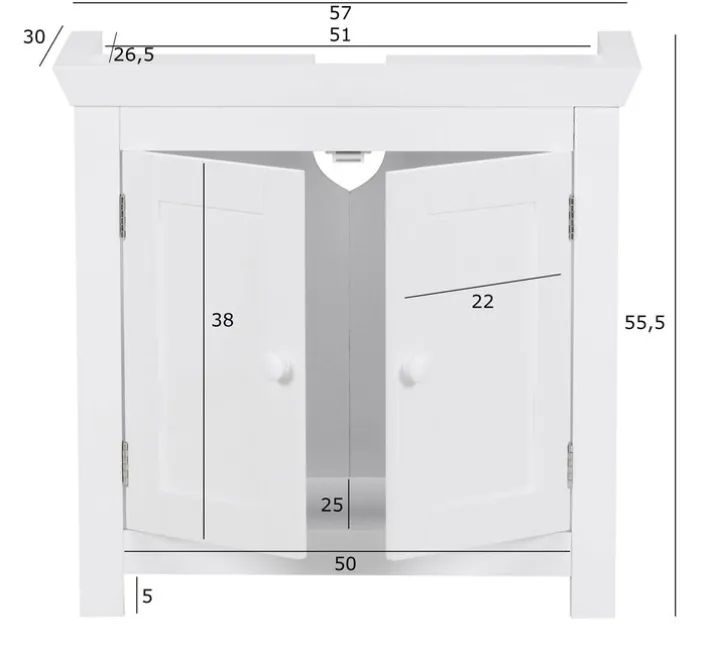 Waschbeckenunterschrank 57 x 56 cm weiß
