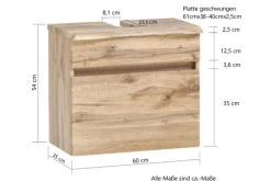Waschbeckenunterschrank BRÜGGE grau 61cm