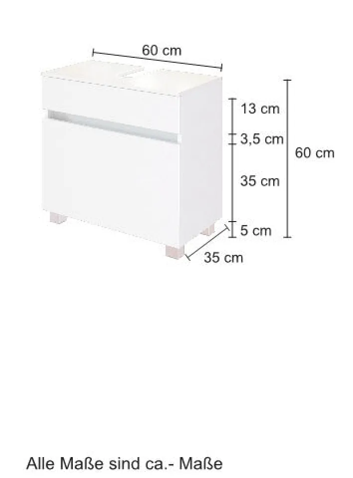 Waschbeckenunterschrank BAABE 60 x 55 cm Weiß matt