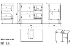 Waschbeckenunterschrank SOPHIE 60x56x34 weiß/Grandson-Eiche Nb.