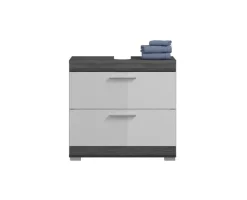 Waschbeckenunterschrank SCOUT 60 x 56 cm grau/ weiß Hochglanz