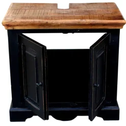 Waschbeckenunterschrank schwarz Mangoholz massiv