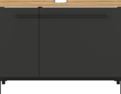 Waschbeckenunterschrank YONKERS 80 x 59 cm Graphit/ Navarra Eiche