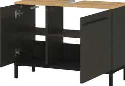 Waschbeckenunterschrank YONKERS 80 x 59 cm Graphit/ Navarra Eiche