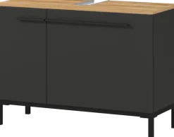 Waschbeckenunterschrank YONKERS 80 x 59 cm Graphit/ Navarra Eiche