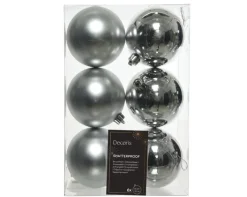 Weihnachten Weihnachtskugel Mix 6tlg. bruchfest 8 cm Silberfarbig