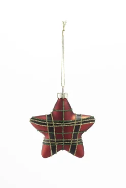 Weihnachtsbaumschmuck MERRY CHRISTMAS Glas 8,7 x 8,7 x 8,6 cm Rot/Grün/Goldfarbig