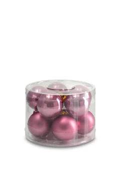 Weihnachtskugel 10ER BOX Glas Ø 6 cm matt/hochglanz Vintage Rosa