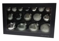 Weihnachtskugel Set 16-tlg. 4, 6, 8 cm mehrfarbig natürlich