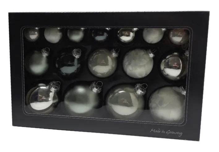 Weihnachtskugel Set 16-tlg. 4, 6, 8 cm mehrfarbig natürlich