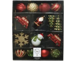 Weihnachtskugeln 25 Teile rot /goldfarbig /grün