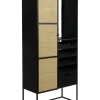 Weinschrank JOANNA 80 x 175 cm Rattangeflecht/schwarz