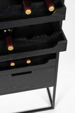 Weinschrank JOANNA 80 x 175 cm Rattangeflecht/schwarz