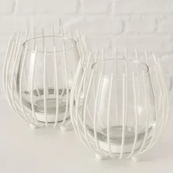 Windlicht Set LAVAL 4-teilig weiß