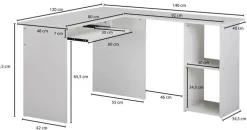 Winkelschreibtisch 120 x 140 cm weiß