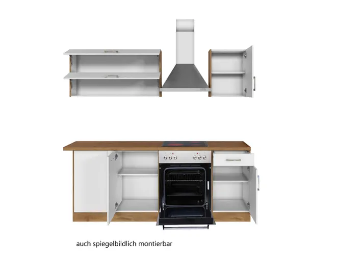 Winkelzeile ODENSE 210 x 210 cm Wotan-Eiche Dekor/ Weiß