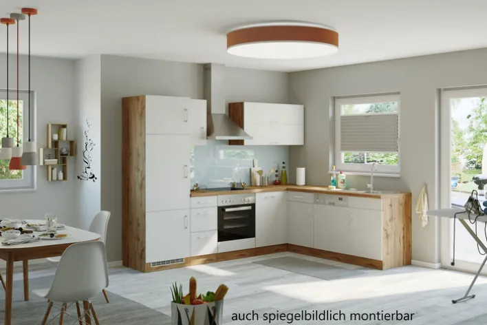 Winkelzeile ODENSE 210 x 270 cm Wotan-Eiche Dekor/ Weiß