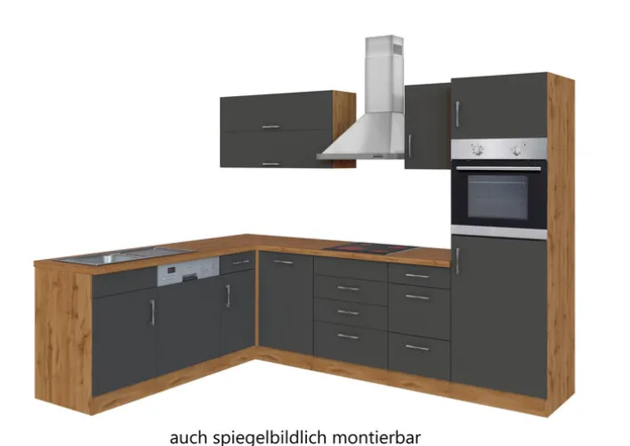 Winkelzeile ODENSE Wotan-Eiche Dekor/ Anthrazit ca. 210x270cm