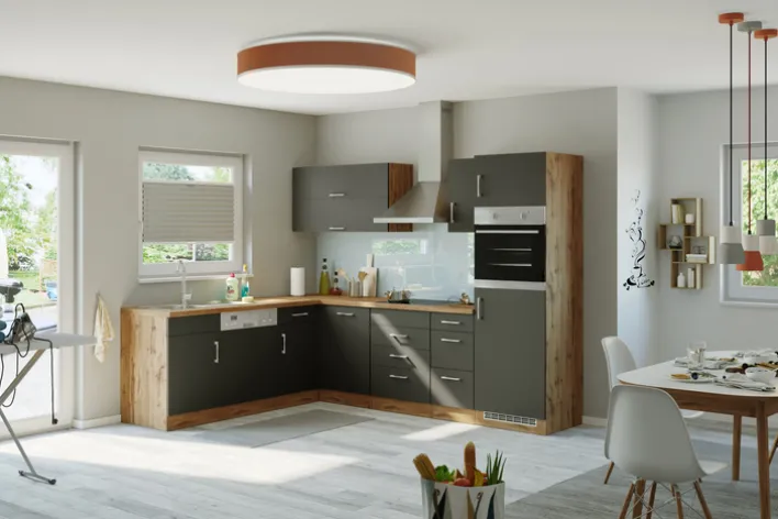 Winkelzeile ODENSE Wotan-Eiche Dekor/ Anthrazit ca. 210x270cm