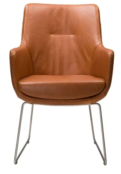 WK-WOHNEN Armlehnstuhl Lederbezug braun