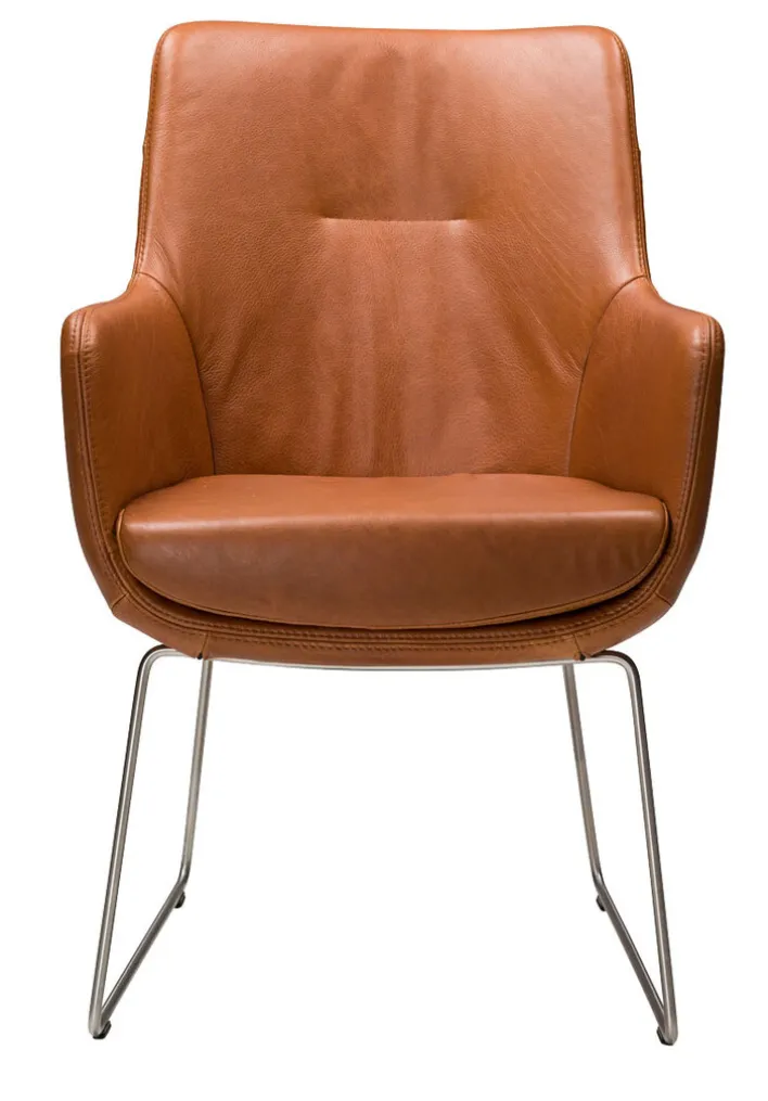 WK-WOHNEN Armlehnstuhl Lederbezug braun