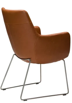 WK-WOHNEN Armlehnstuhl Lederbezug braun