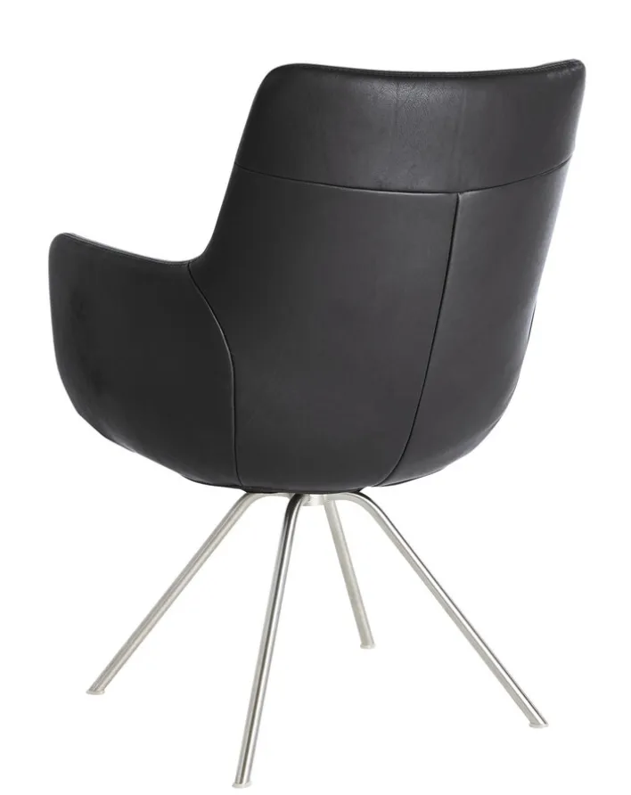 WK-WOHNEN Armlehnstuhl Lederbezug schwarz/ silber