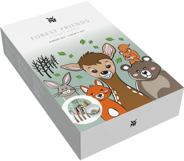 WMF Kindergeschirr-Set FOREST FRIENDS 6-teilig Porzellan/Edelstahl