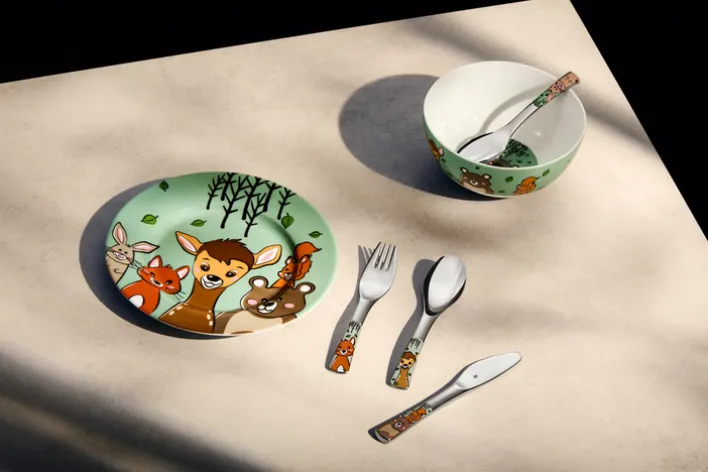 WMF Kindergeschirr-Set FOREST FRIENDS 6-teilig Porzellan/Edelstahl