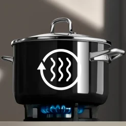 WMF Kochtopf-Set FUSIONTECESSENTIALPRO 7-teilig Metall/Glas Schwarz/Silberfarbig