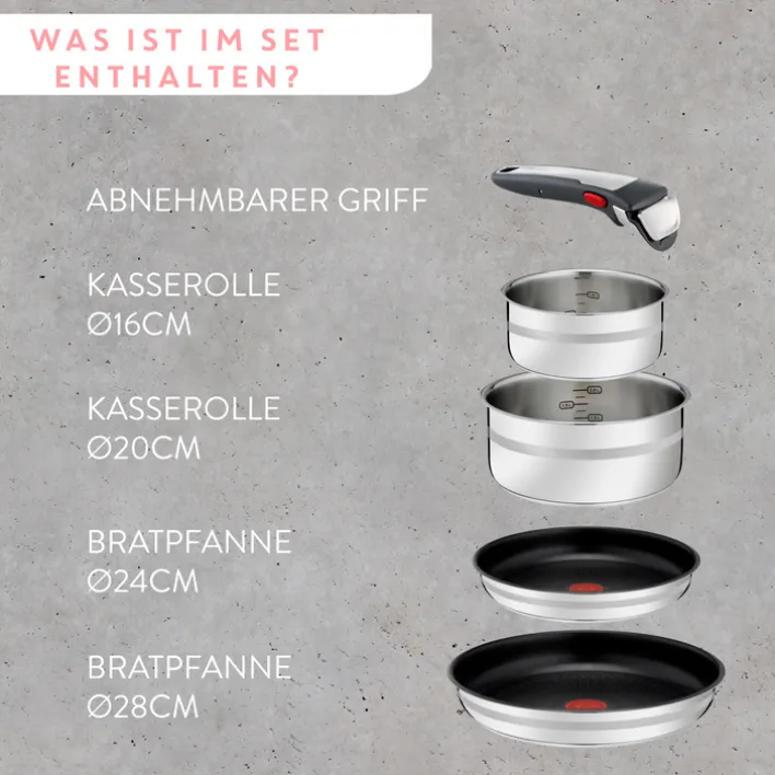 WMF Topfset JO COOK SMART Edelstahl 5-teilig Silberfarbig/Schwarz