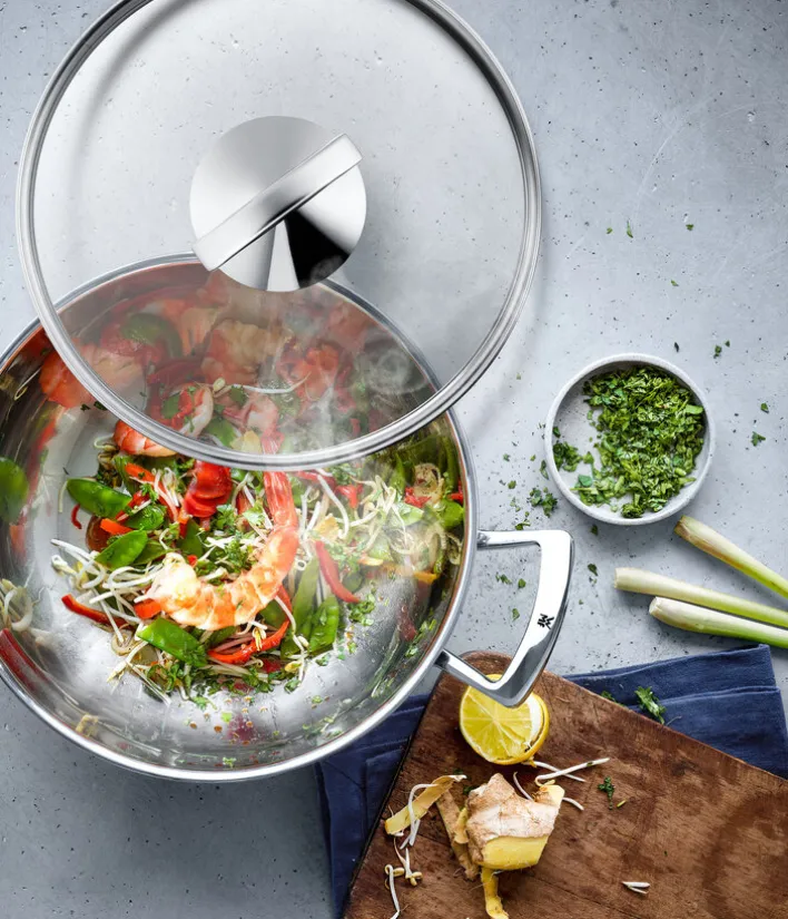 WMF Wok inklusive Glasdeckel 36 cm Edelstahl