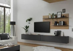 Wohnkombi 11 CITY 3-teilig 300 x 180 cm Anthrazit/Wotan Eiche Dekor