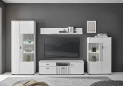 Wohnkombi 13 HUDSON 4-teilig 320x180 cm weiß/schwarz