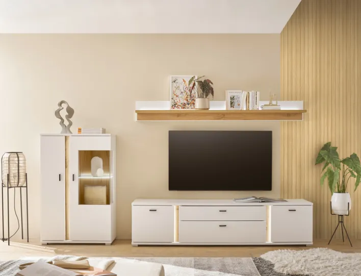 Wohnkombi 13 LONG ISLAND 3-teilig 290x170 cm weiß/braun