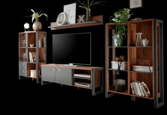 Wohnkombi I DETROIT 4-teilig 360 x 170 cm braun/anthrazit