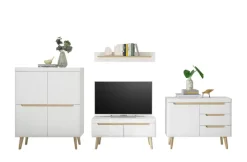 Wohnkombination 16 SVANTE TORGE 4-teilig Weiß matt/Braun 344 x 170 cm