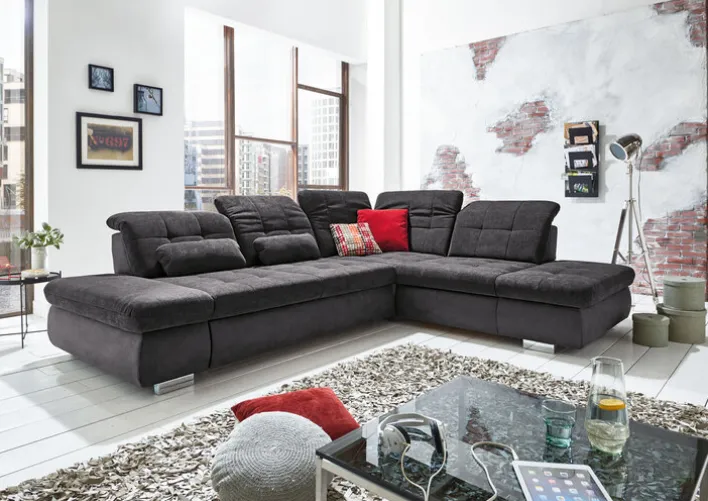 Wohnlandschaft LANCE 323 x 260 cm Stoffbezug belle black