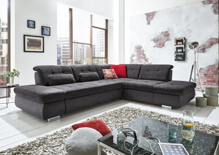 Wohnlandschaft LANCE 323 x 260 cm Stoffbezug belle black